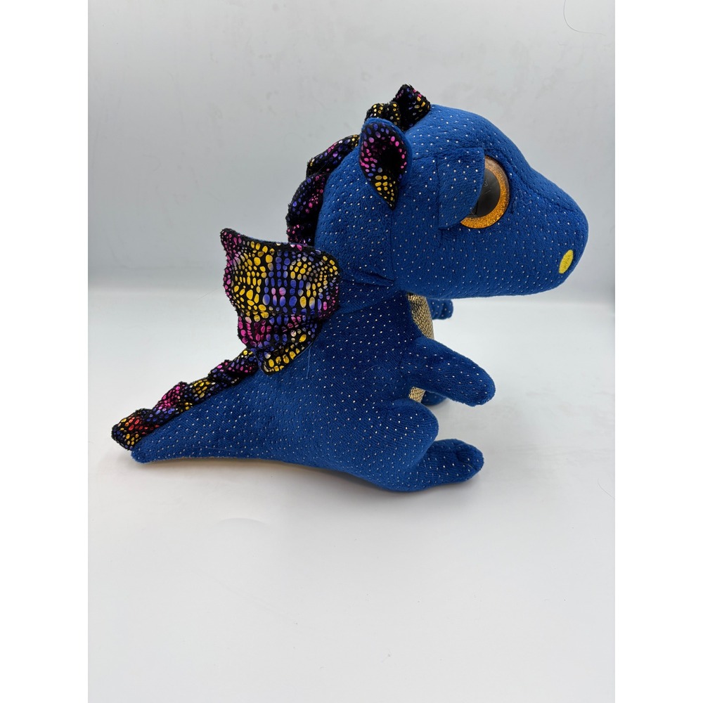 Ty Beanie Boos Saffire Blue Dragon Plush Gold Glitter Wings 2021 NWT